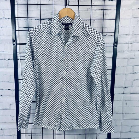 Michael Kors Slim Fit Logo Print Button-Up Shirt – Size M - Picture 1 of 9